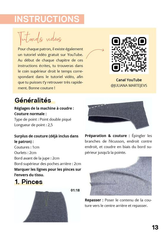 Patron skort avec instructions, XS-XXXL, Patron de couture image number 10