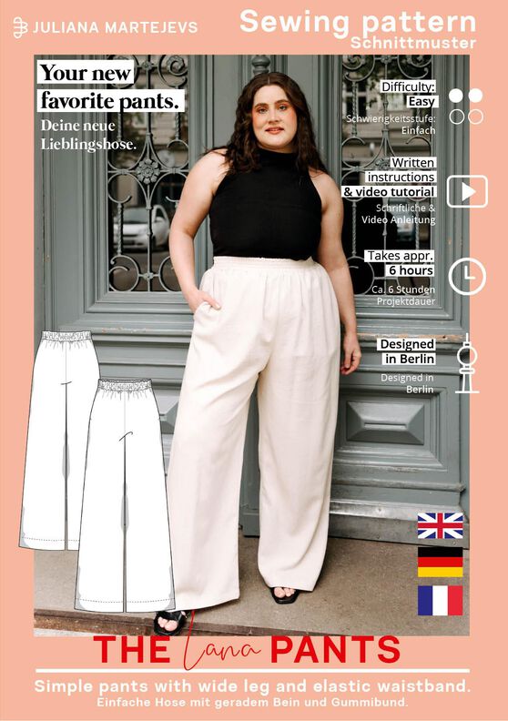 Pantalon palazzo jambes larges Femme Patron de couture image number 5