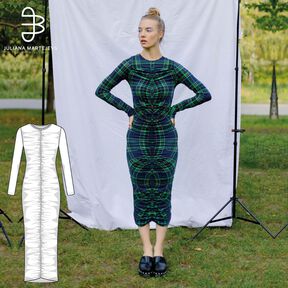 Patron Midi-Robe à manches longues XS-XXXL 