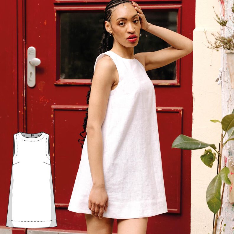 Patron de robe en lin pour femme XS-XXXL Robe mini image number 1