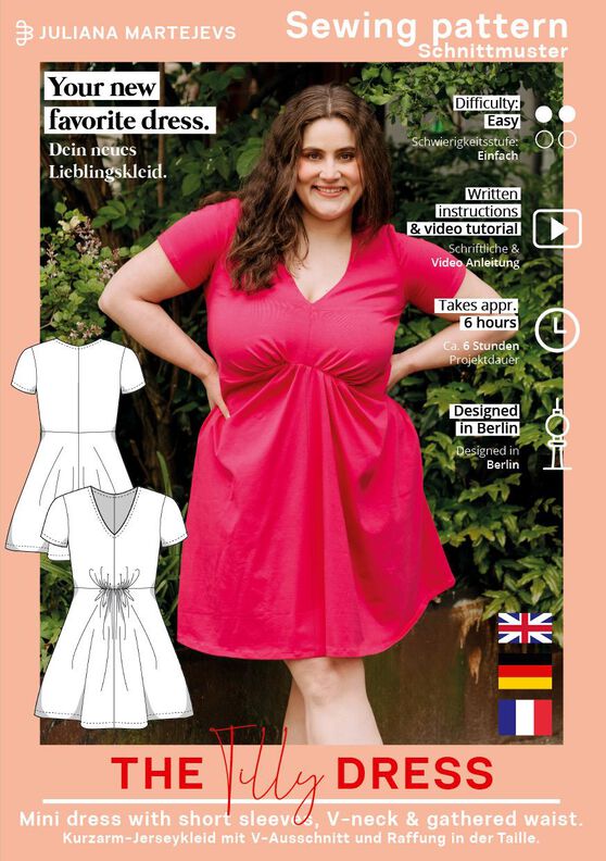 Patron de robe en jersey pour femme, décolleté en V image number 5