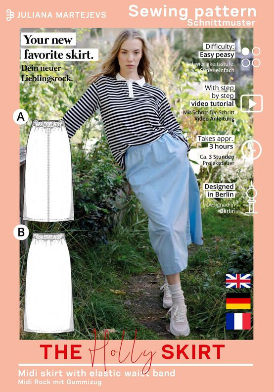 Jupe mi-longue Patron XS-XXXL. Jupe Patron de couture image number 7