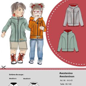 Patron Veste Nino unisexe pour enfants tailles 80-140 