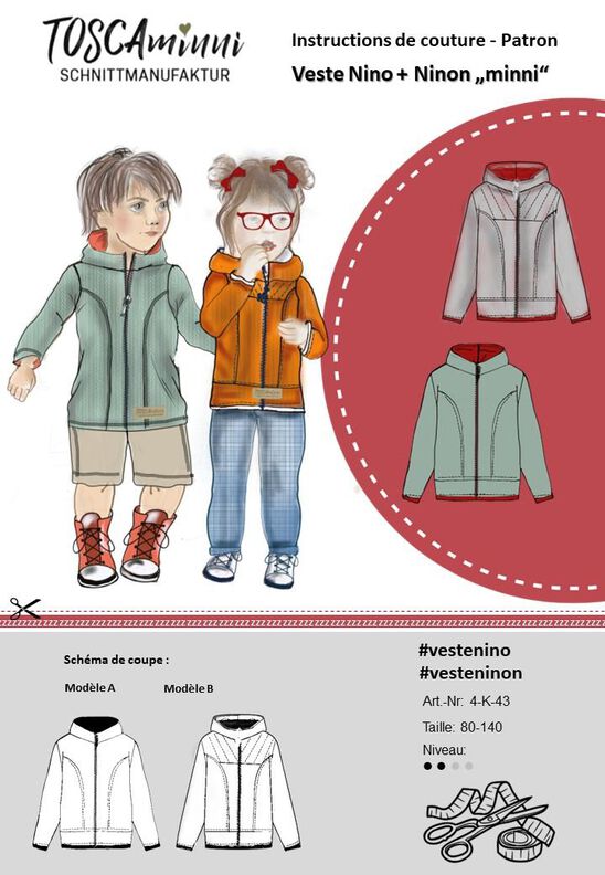 Patron Veste Nino unisexe pour enfants tailles 80-140  image number 2