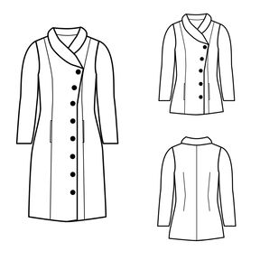 Manteau ou veste NATALJA 34-54 PDF A4, A0 tutoriel imagé