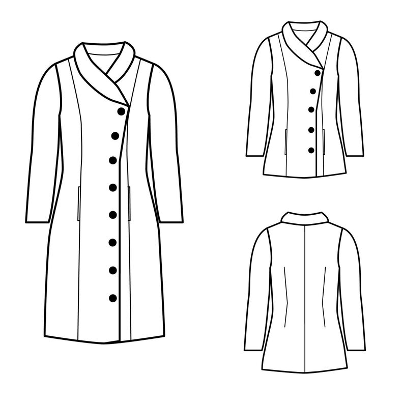 Manteau ou veste NATALJA 34-54 PDF A4, A0 tutoriel imagé image number 2