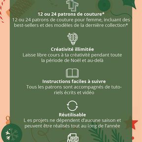 Calendrier de l'Avent 12 patrons de couture, Noël