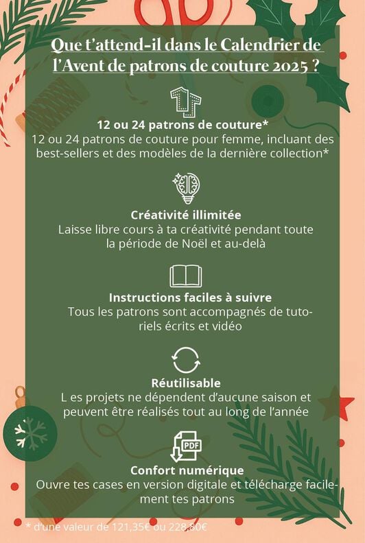 Calendrier de l'Avent 12 patrons de couture, Noël image number 2
