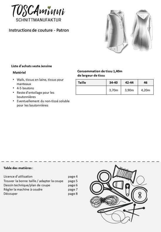 Veste Jensine tailles 34-46 Patron image number 7