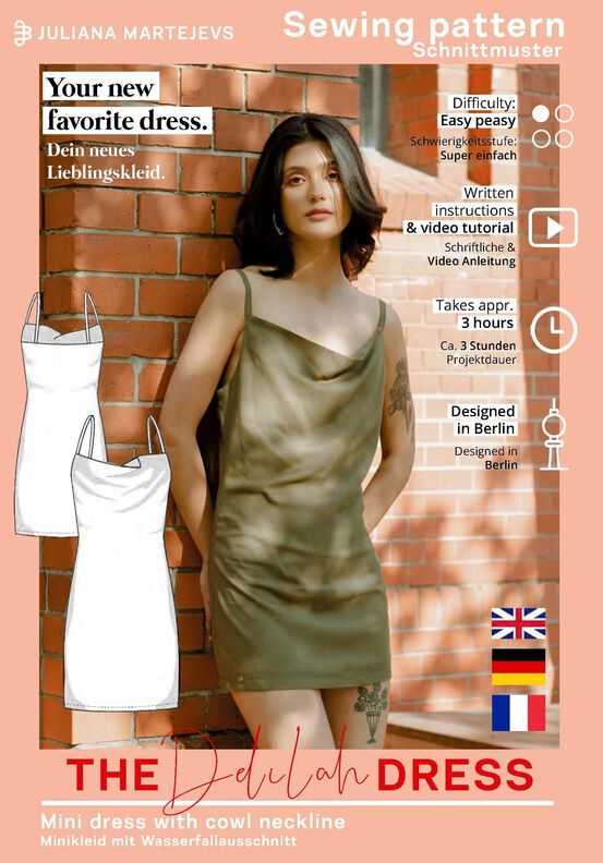 Patron robe Encolure plissée XS-XXXL Patron robe de couture image number 8