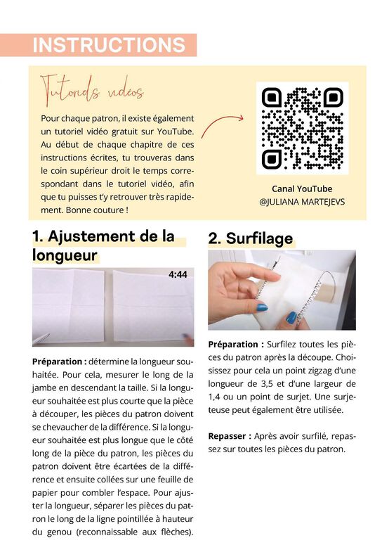 Patron pantalon avec élastique avec instructions, XS-XXXL image number 9