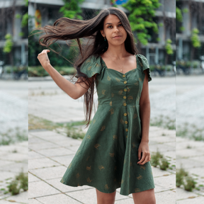 Robe Yoalli  | bustier décolleté en cœur manches à volants
