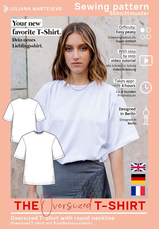 Patron T-shirt oversized avec instructions en vidéo XS-XXXL image number 6