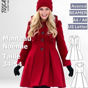 Patron de couture Manteau femme Noémie taille 34-54 cintré 