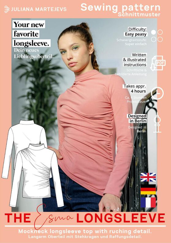 T-shirt à manches longues patron, XS-XXXL, Patron de couture image number 5