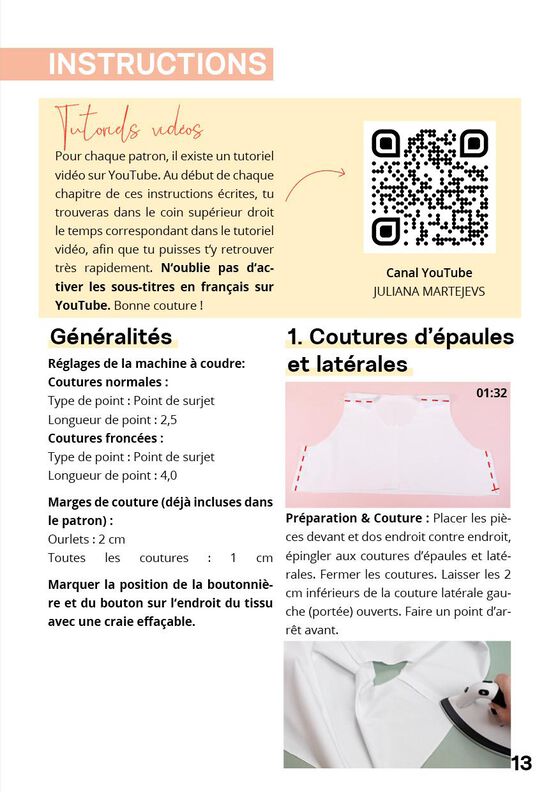 Patron de blouse cache-cœur femme avec col Claudine image number 10