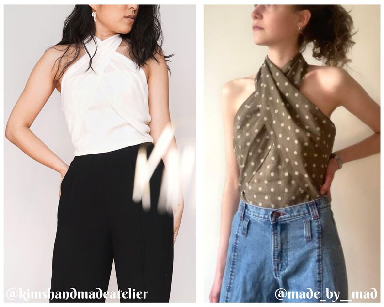 Crop top à col halter avec volants et liens - LYRA image number 5