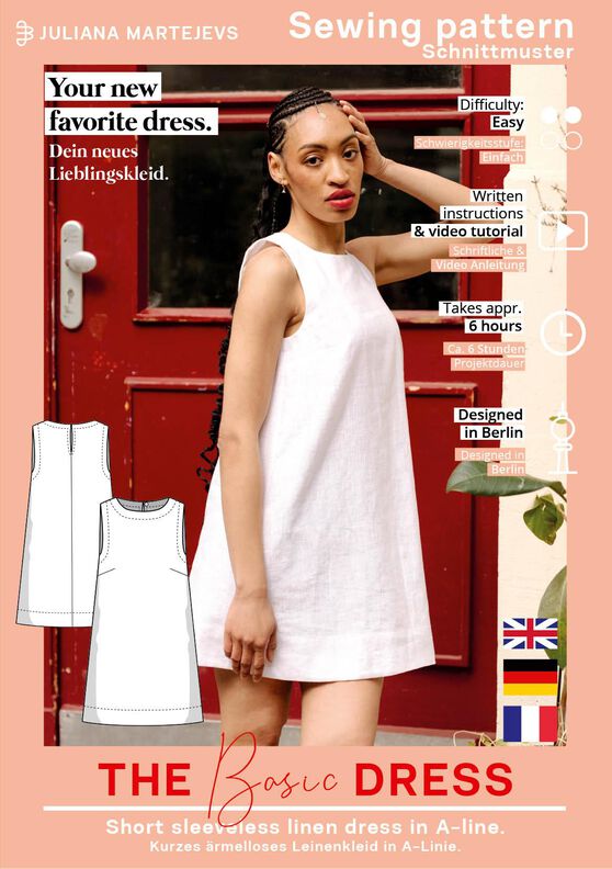 Patron de robe en lin pour femme XS-XXXL Robe mini image number 6