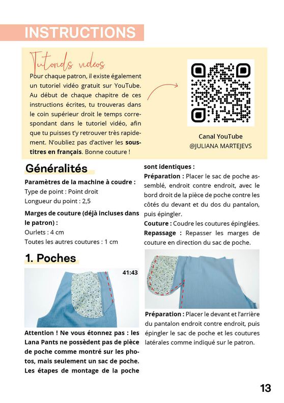 Pantalon de Pyjama Femme Patron de couture image number 9