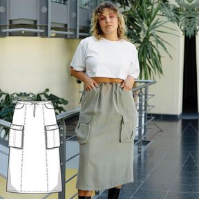 Jupe cargo patron XS-XXXL. Jupe mi-longue patron 