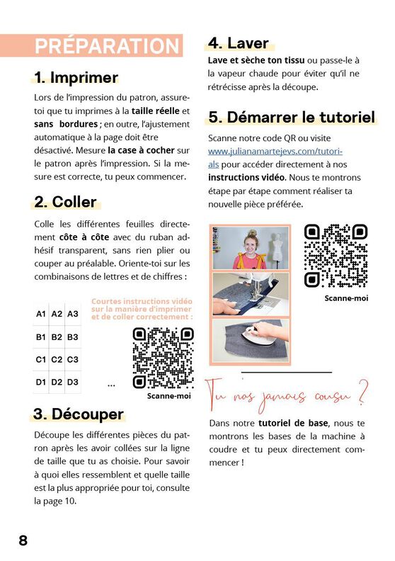 Patron skort avec instructions, XS-XXXL, Patron de couture image number 8