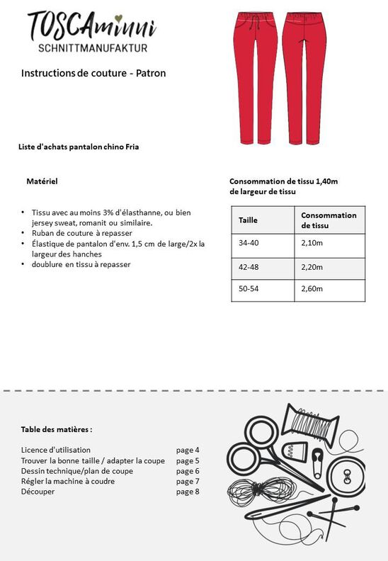 Pantalon chino Fria tailles 34-54 Patron image number 9
