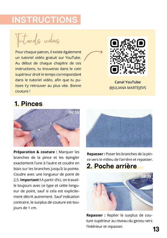 Patron jean avec instructions, XS-XXXL, Patron de couture image number 11