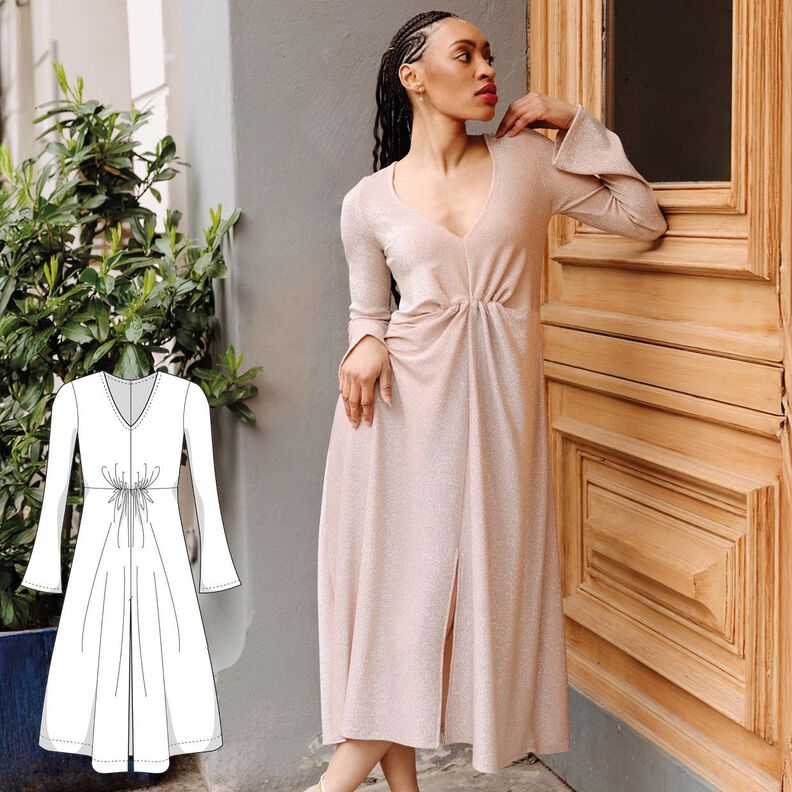 Patron de robe midi en jersey pour femme, elegante image number 1