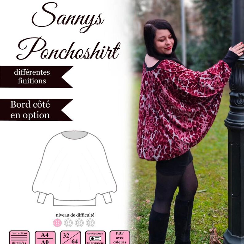Chemise poncho de Sanny – eBook et instructions de couture image number 1