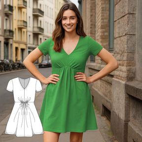 Patron de robe en jersey pour femme, décolleté en V