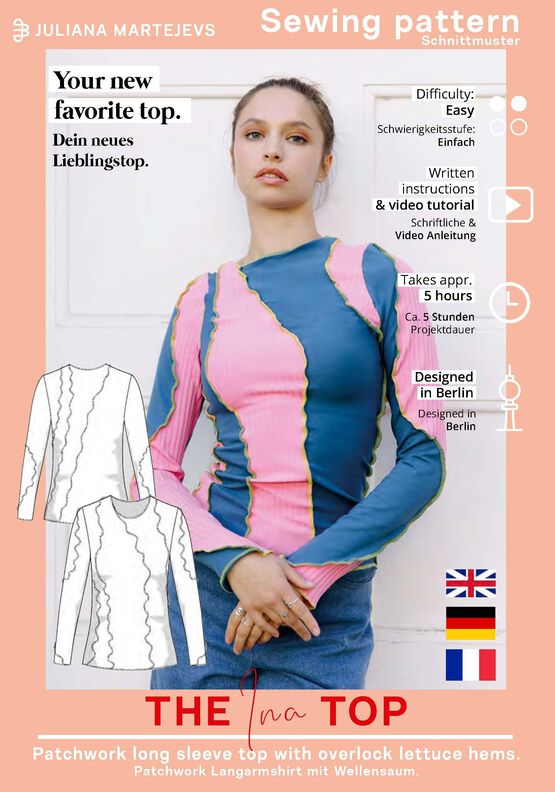 Patron t-shirt à manches longues couture surjeteuse XS-XXXL image number 8