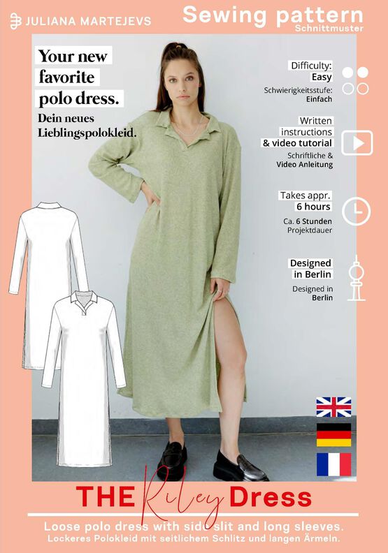 Robe Polo à manches longues XS-XXXL, Patron de couture image number 7