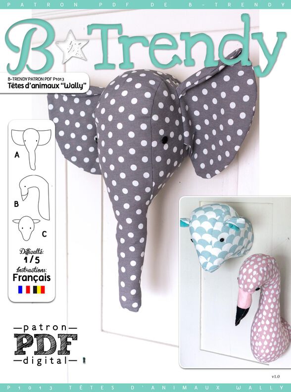 Têtes d'animaux WALLY Patron de Couture image number 1