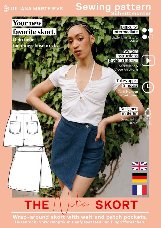 Patron skort avec instructions, XS-XXXL, Patron de couture image number 6