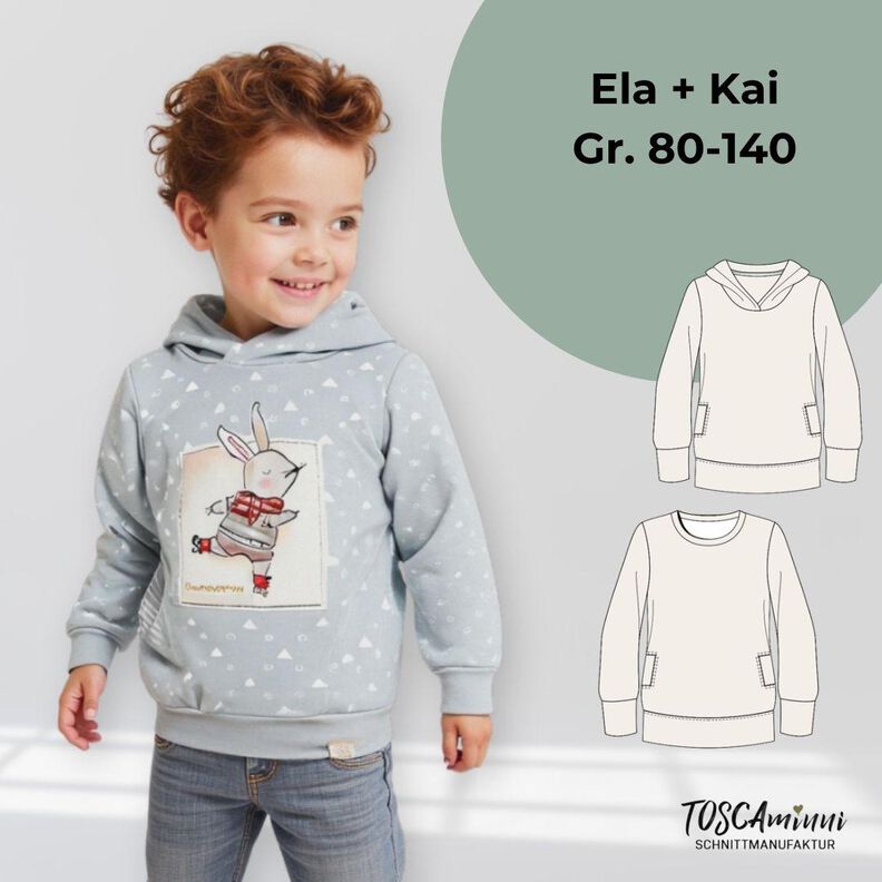 Hoodie pour enfants Ela+Kai t. 80-140 patron de couture image number 1