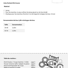 T-shirt Louna avec manches bouffantes tailles 34-54 Patron