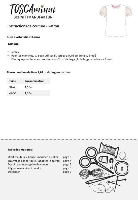 T-shirt Louna avec manches bouffantes tailles 34-54 Patron image number 2