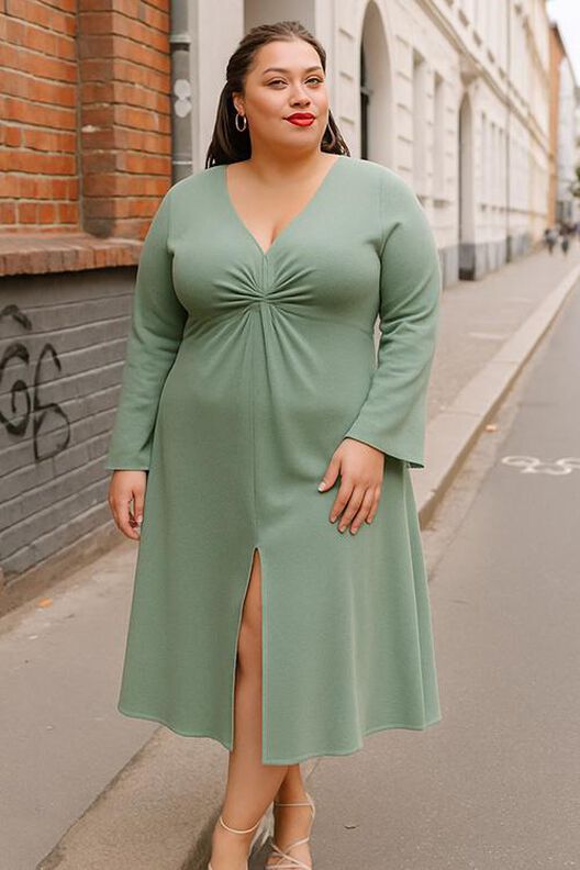 Patron de robe midi en jersey pour femme, elegante image number 3