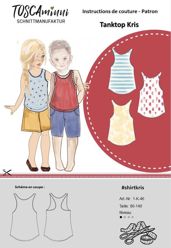 Patron Tanktop Kris (unisexe) tailles 80-140 débutant  image number 5