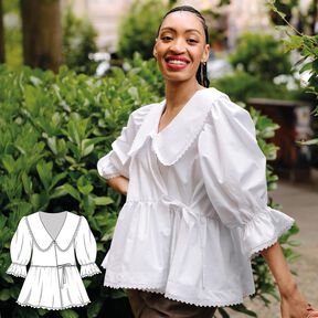 Patron de blouse cache-cœur femme avec col Claudine