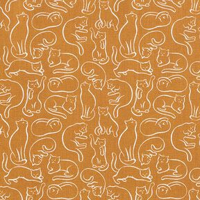 Tissu en coton Cretonne Chats espiègles – jaune curry, 