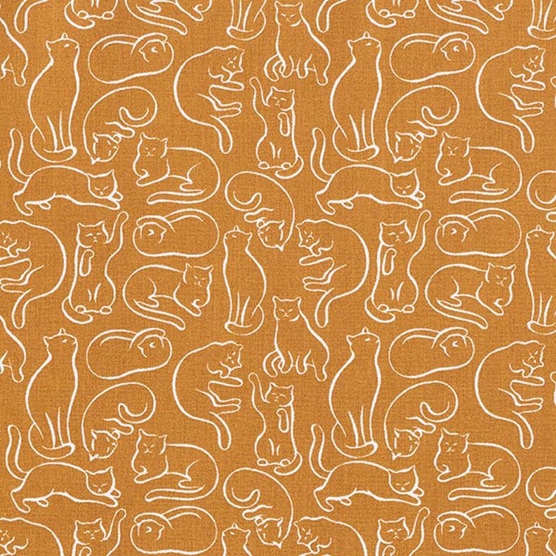 Tissu en coton Cretonne Chats espiègles – jaune curry,  image number 1