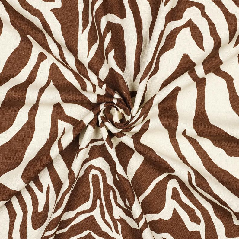 Mélange viscose lin Motif zébré – écru/brun-marron,  image number 3
