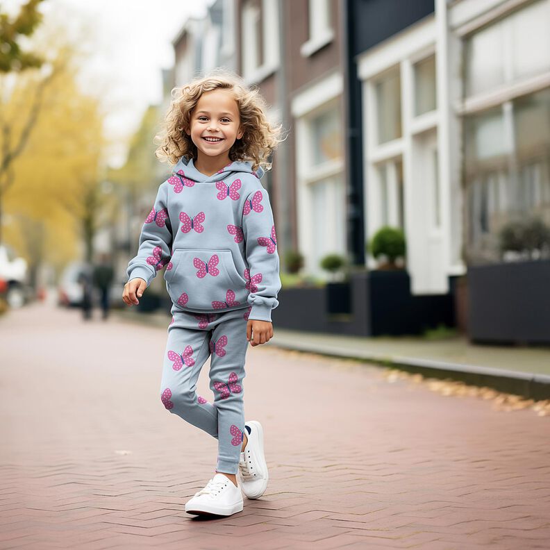 Sweatshirt gratté gros papillons | Poppy Fabrics – ivoire/rose, image number 5