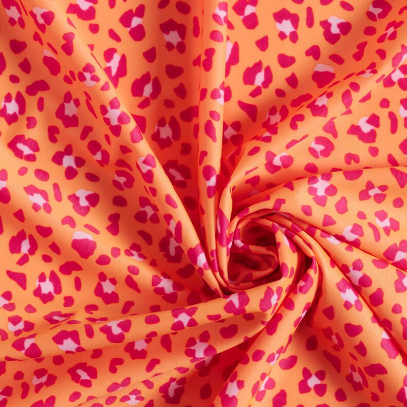 Tissu pour maillot de bain Imprimé léopard – orange pêche/rose intense,  image number 3