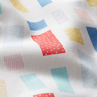 Tissu de décoration sergé coton carrés colorés – écru, 