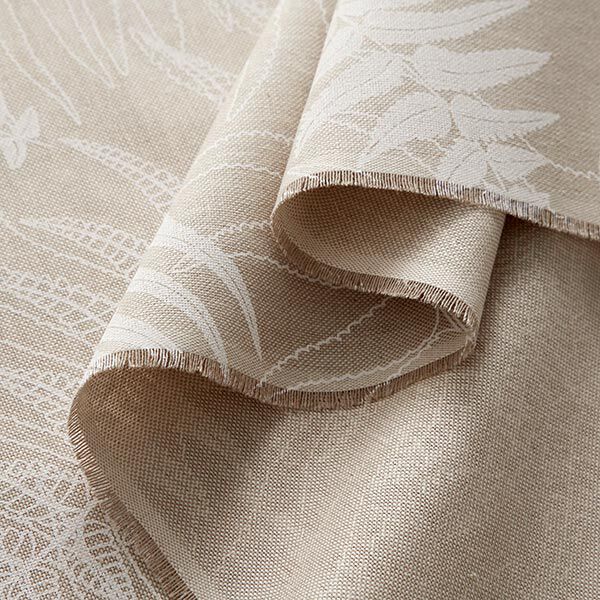 Tissu de décoration Semi-panama feuilles de fougère en filigrane – nature/blanc, image number 3