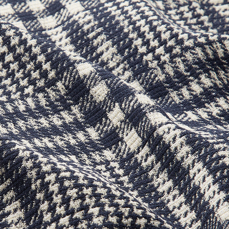 Tissu pour manteau Carreaux double face – bleu marine/blanc, image number 2