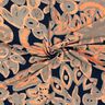 Jersey viscose Fleurs peintes – bleu nuit/orange pêche,  thumbnail number 3