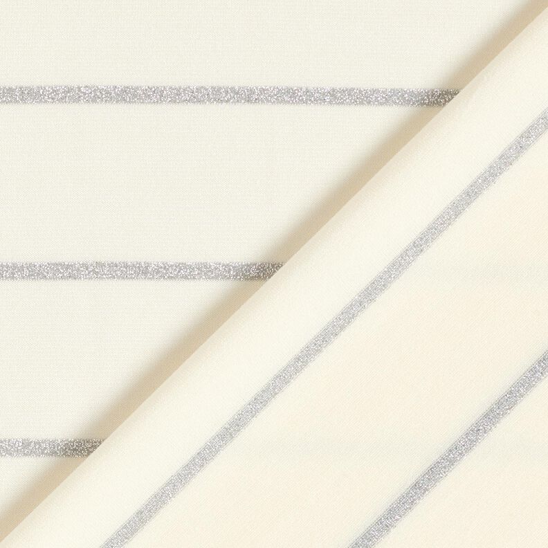 Jersey à rayures pailletées larges – blanc/argent métallisé,  image number 5